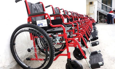 new wheelchairs donated to disabled people through wheelchair foundation