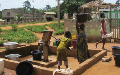 Child pumping clean water from well