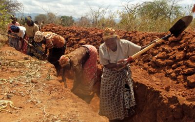 Farming work in African community build sand dam Excellent Development