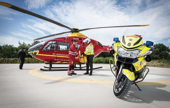 Blood Bike rider collects medical and health supplies