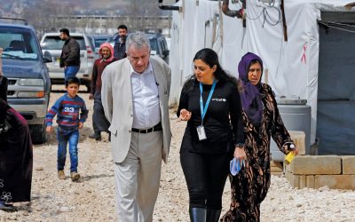 Unicef Ambassador Martin Bell visits refugee camp in Lebanon