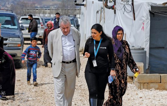 Unicef Ambassador Martin Bell visits refugee camp in Lebanon