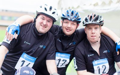 special olympics cycling event participants