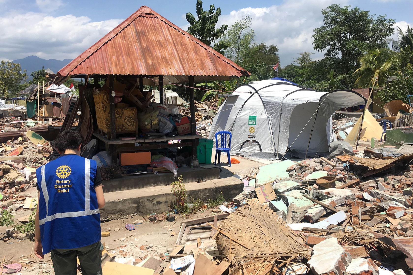 rotary disaster relief volunteer shelterbox tent indonesia earthquake