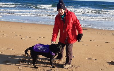 Fiona and Salkie the labrador promoting 'Purple4Polio'