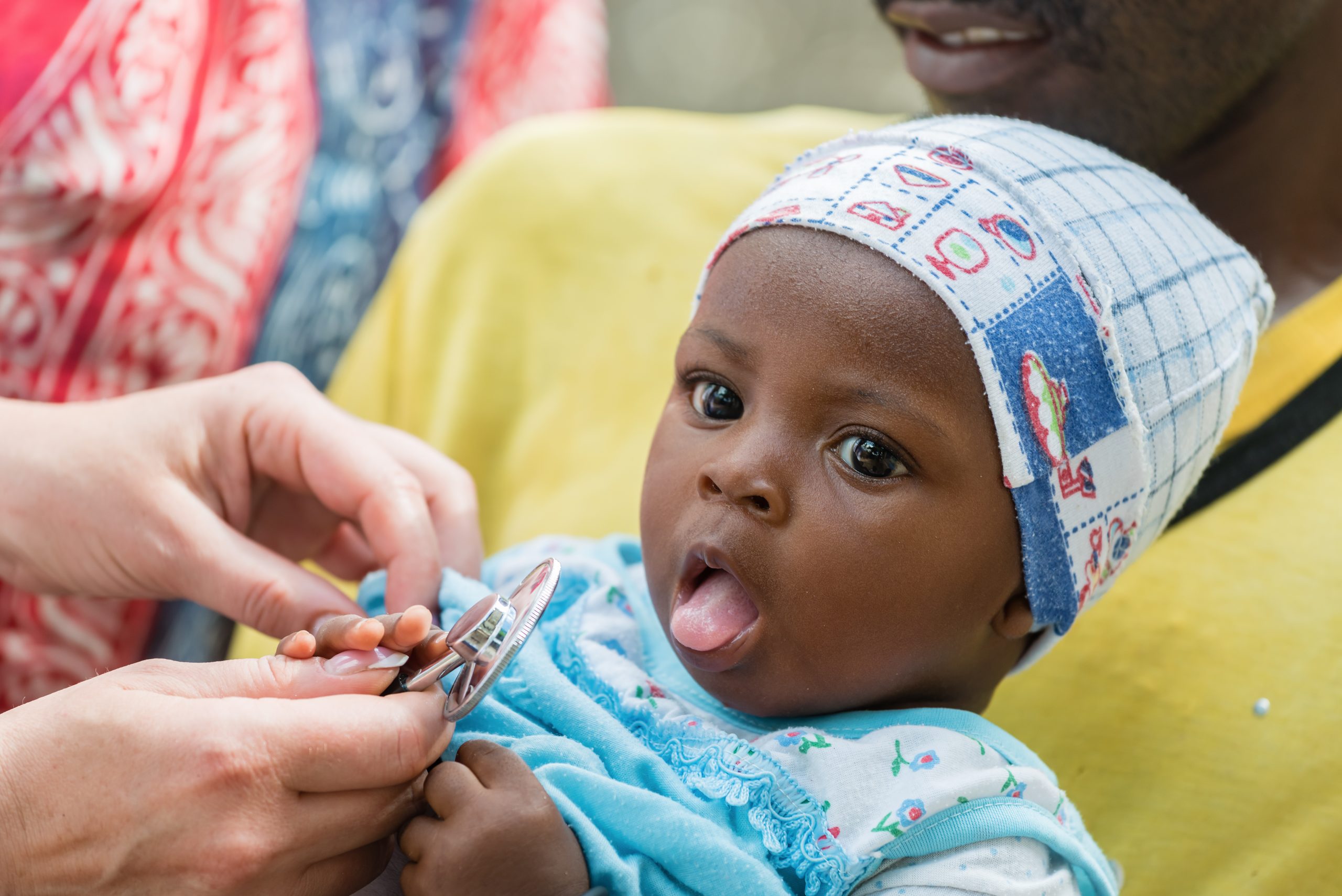 African child having a health check for Malaria